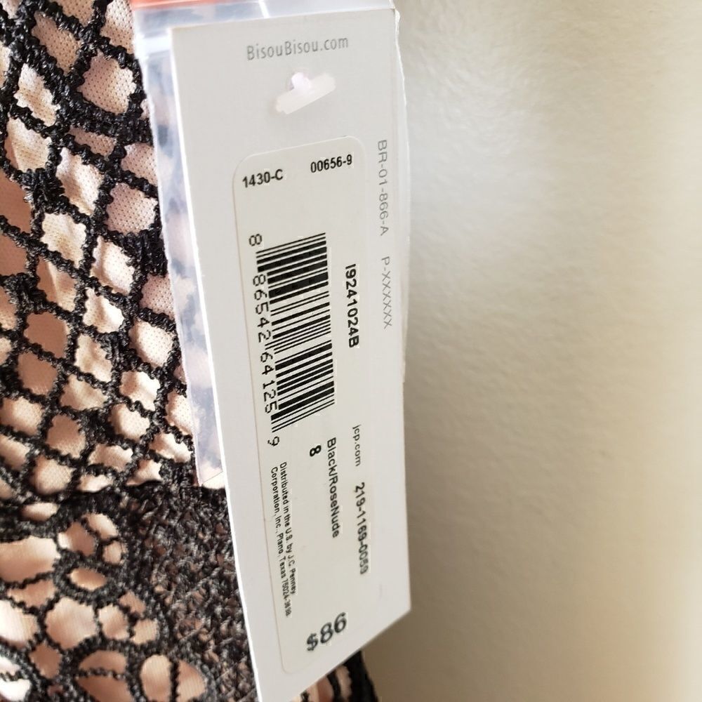 NWT BISOU BISOU BLACK LACE BODYCON MIDI DRESS SZ 8 - Picture 7 of 8